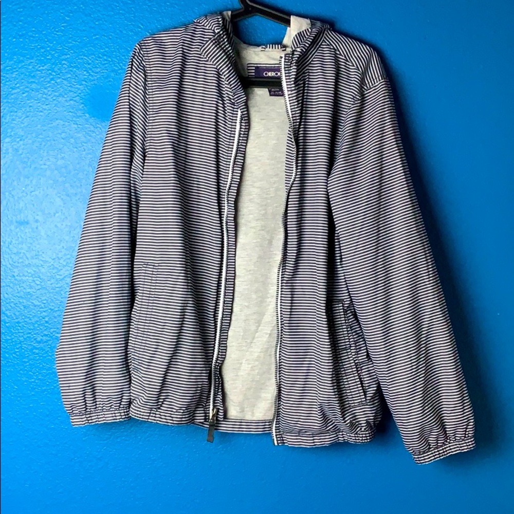 Polyester Smooth And Striped Zip-Up